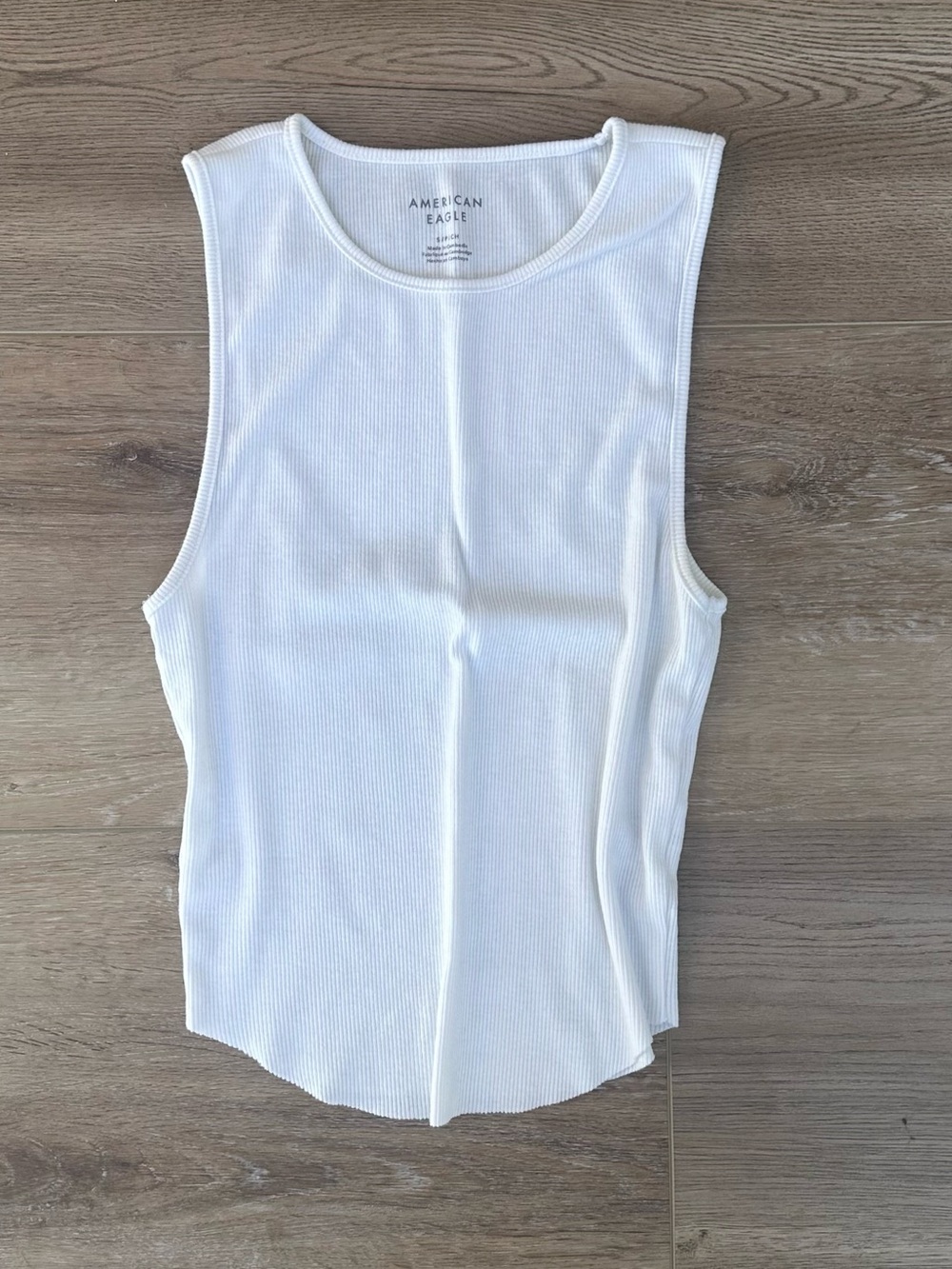American Eagle Outfitters White Ribbed Crewneck Tank
